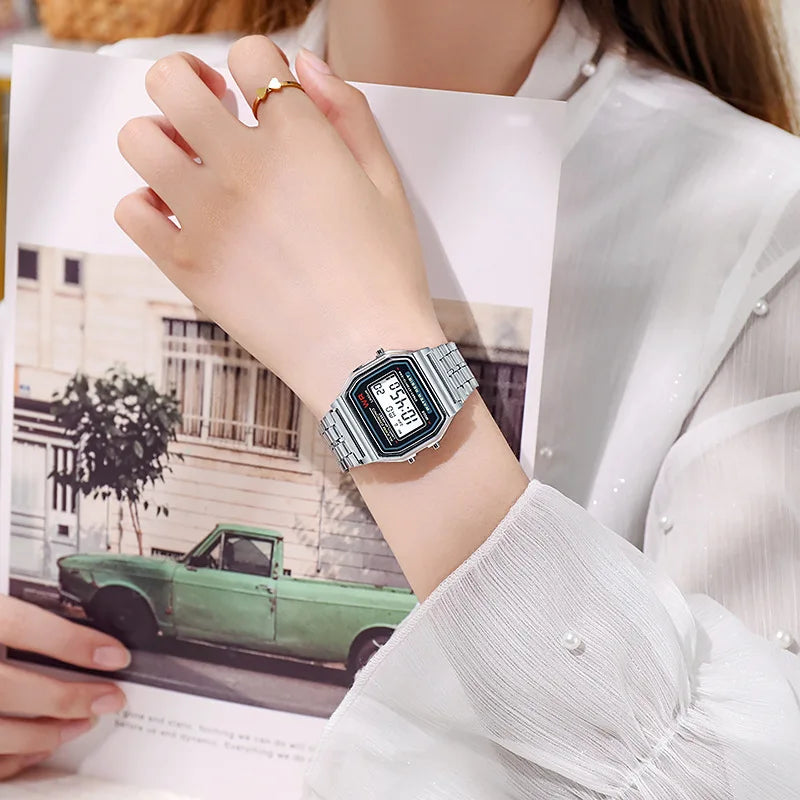 Aurajutt Rose Gold Digital Retro Watch