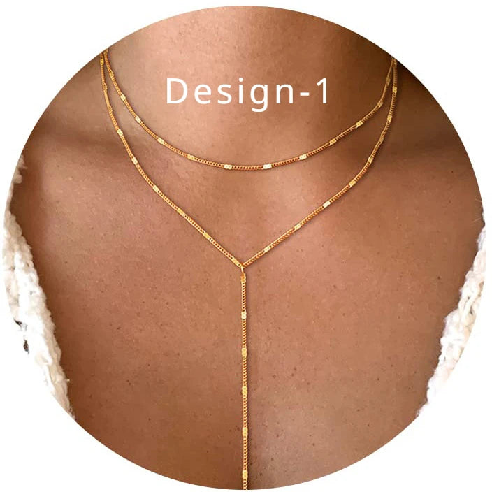 Dainty 14K Gold Plated Y-Shaped Lariat Necklace