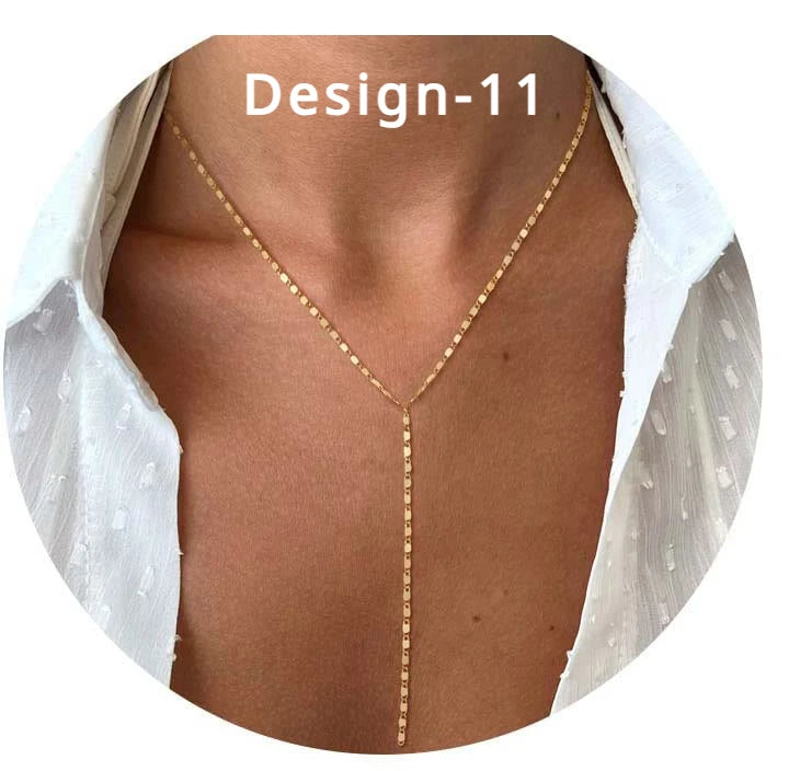 Dainty 14K Gold Plated Y-Shaped Lariat Necklace