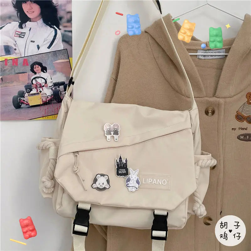 Nylon Handbags Shoulder Bag Large Capacity Crossbody Bags for Teenager Girls Men Harajuku Messenger Bag Student School Bags Sac