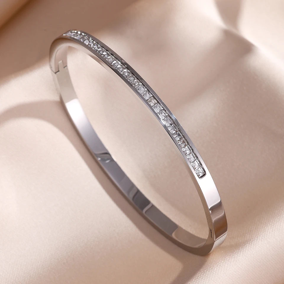 ZAKOL Stackable Zirconia Bangle Bracelet Set
