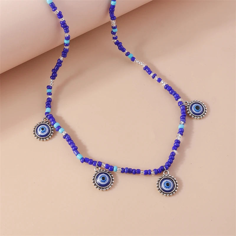 Evil Eye Beaded Waist Chain – Boho Belly Body Jewelry