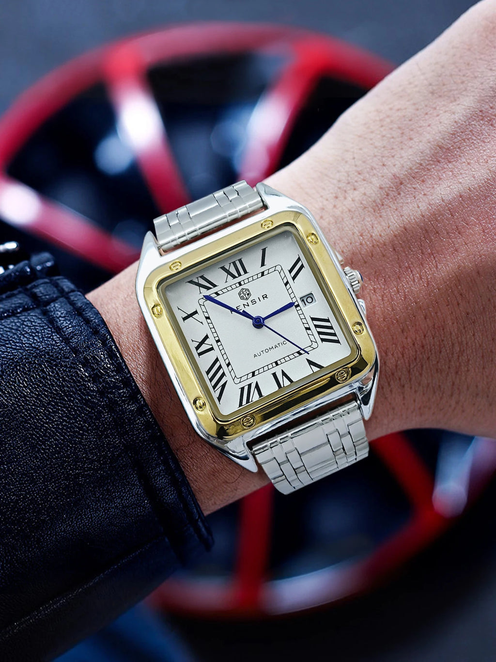 Luxury Business Watch for Men, Calendar Display, Stainless Steel Strap, High-End Luxury Small Square Men's Watch, Fashionable Business Casual Versatile Trendy Men's Wristwatch, the Best Gift for Him
