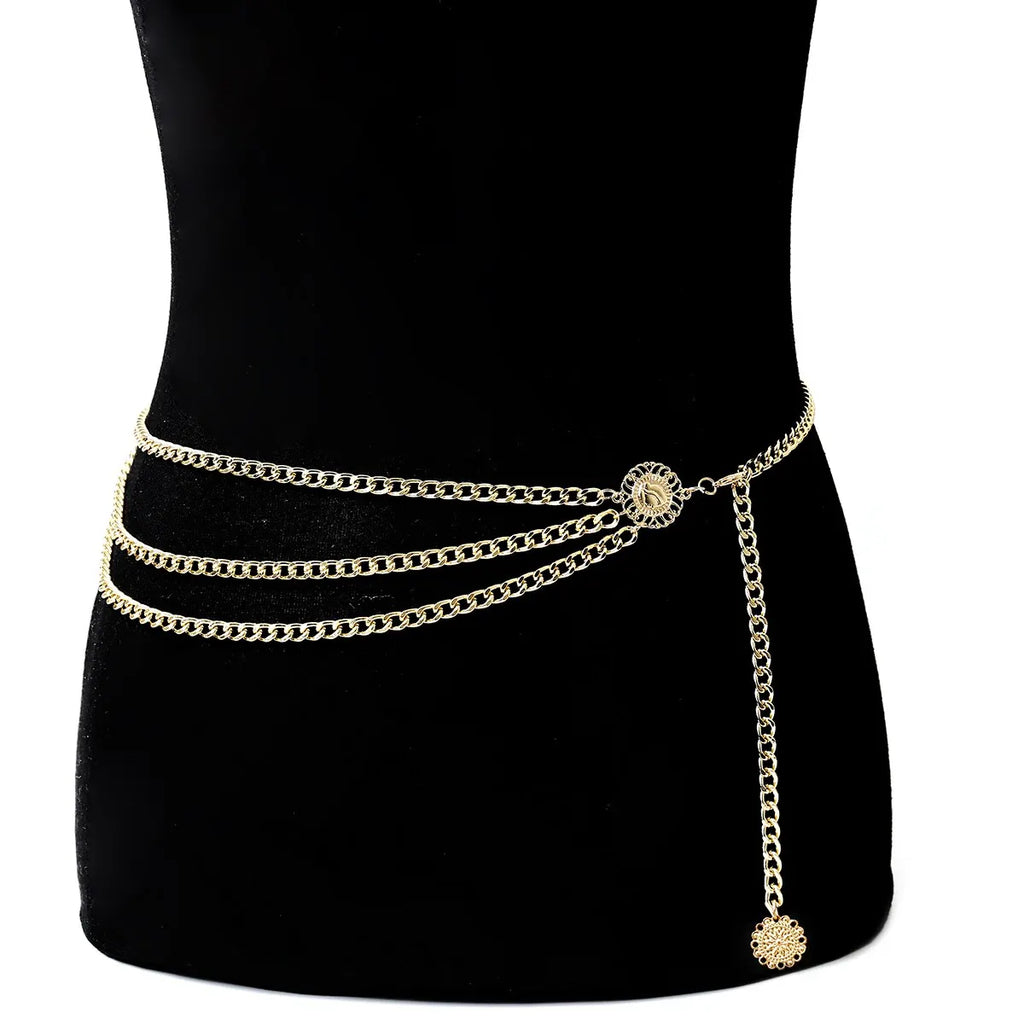 Sunflower Coin Tassel Waist Chain – Boho Body Jewelry