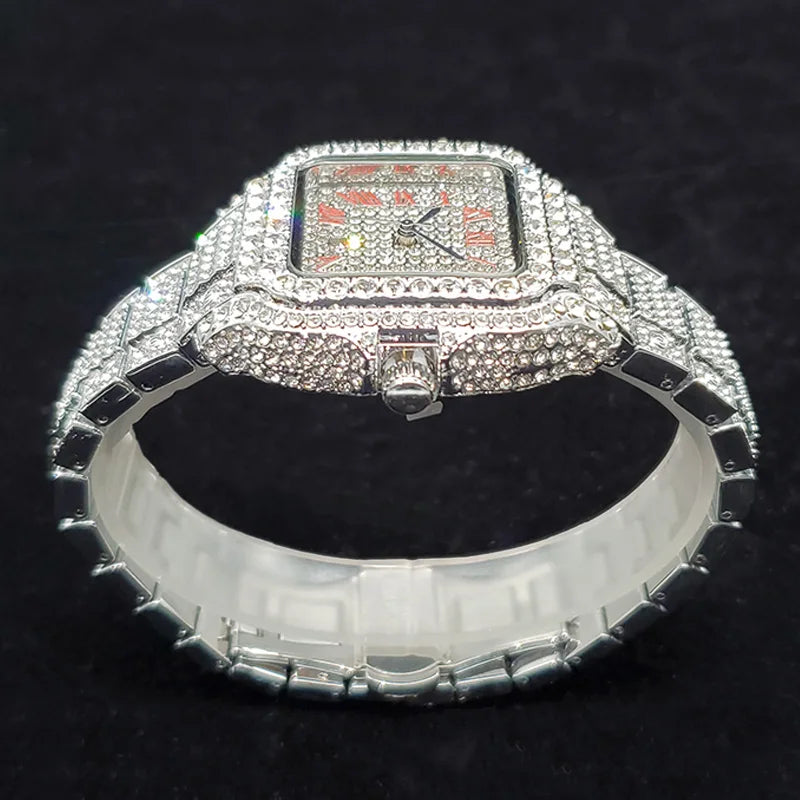 Aurajutt Iced Diamond Square Watch