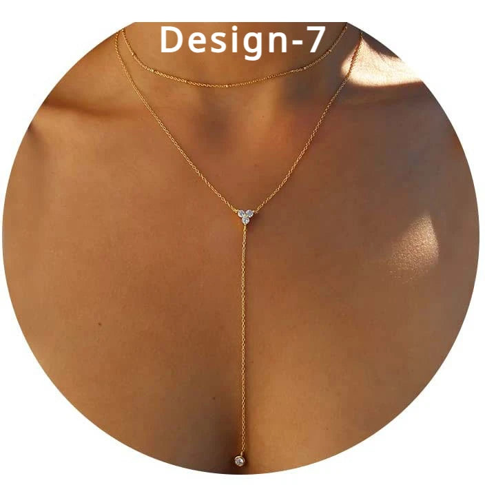 Dainty 14K Gold Plated Y-Shaped Lariat Necklace
