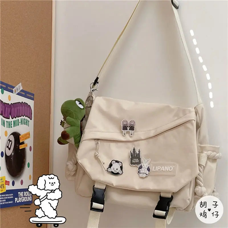Nylon Handbags Shoulder Bag Large Capacity Crossbody Bags for Teenager Girls Men Harajuku Messenger Bag Student School Bags Sac