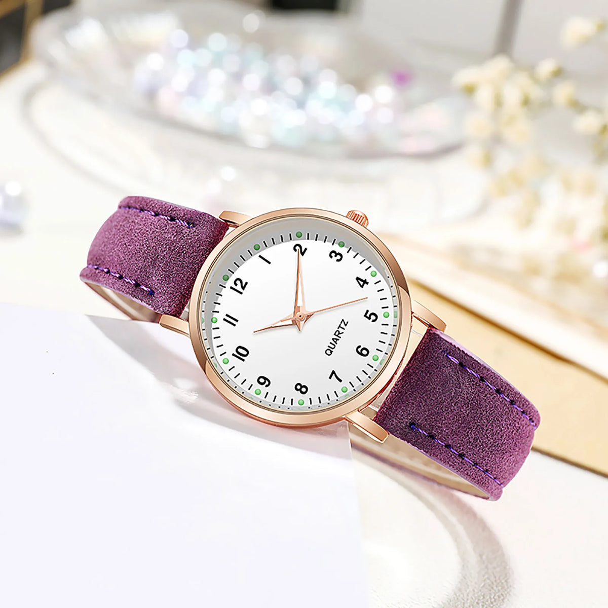 Aurajutt Diamond Luminous Leather Watch II