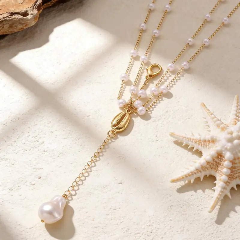 Boho Layered Pearl Waist Chain – Gold Body Jewelry