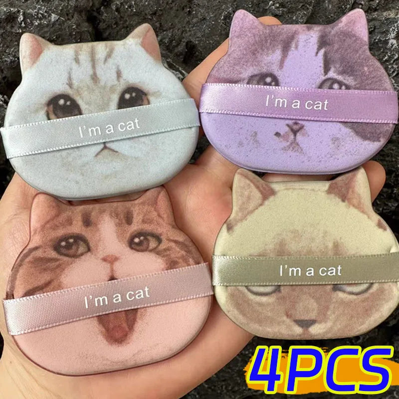 Cute Cartoon Cat Cosmetic Puff Dry Wet Dual-use Double Side Makeup Puffs Air Cushion Foundation Concealer Cream Powder Sponge