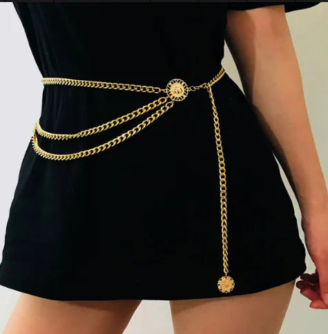 Sunflower Coin Tassel Waist Chain – Boho Body Jewelry