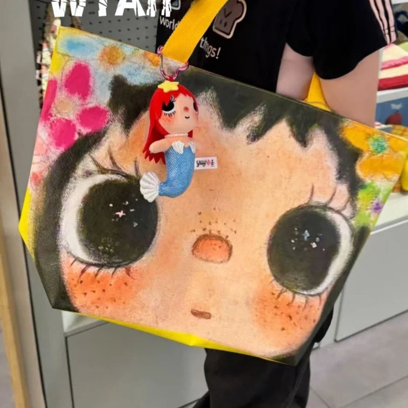 New Creative Women's Tote Bag Trend Face Printing Large Capacity Shoulder Bag Water Proof Hot Girl Handbag Large Shopping Bag