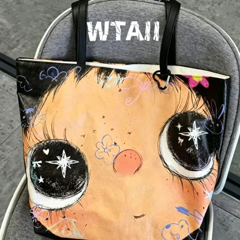 New Creative Women's Tote Bag Trend Face Printing Large Capacity Shoulder Bag Water Proof Hot Girl Handbag Large Shopping Bag