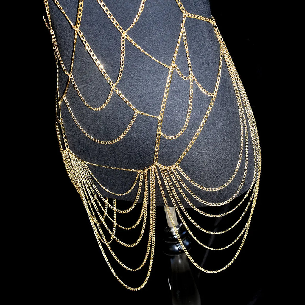 Metallic Body Chain Bra – Party & Nightclub Accessory