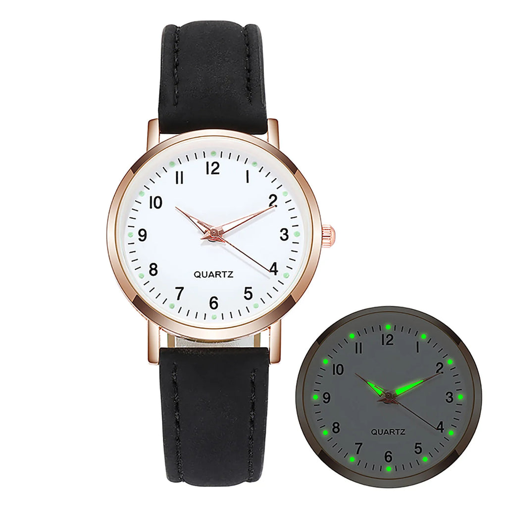 Aurajutt Diamond Luminous Leather Watch