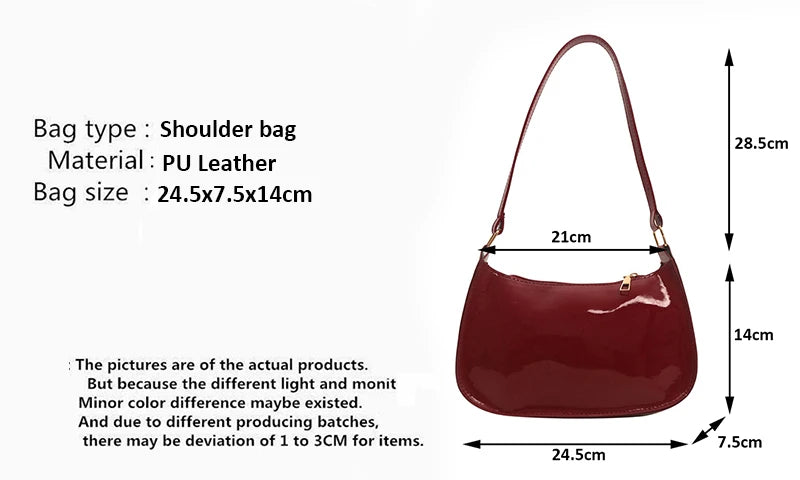 Women's PU Leather Handbag Versatile Fashion Solid Color Cherry Pendant Shoulder Bag Casual Commuting Bag Girl Underarm Bag