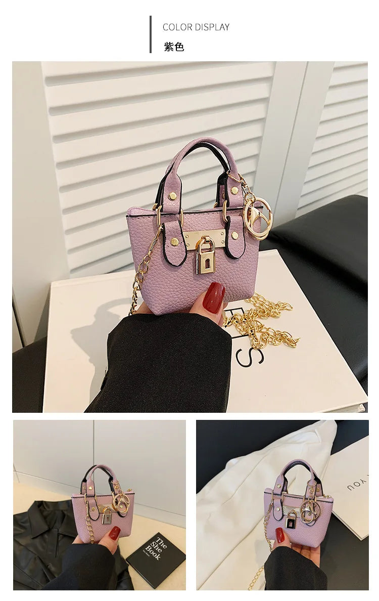 2026 Girls Hand-held Small Square Bag 2025 Summer New Classic Children Carrying One-shoulder Messenger Bag. Wallet Keychain
