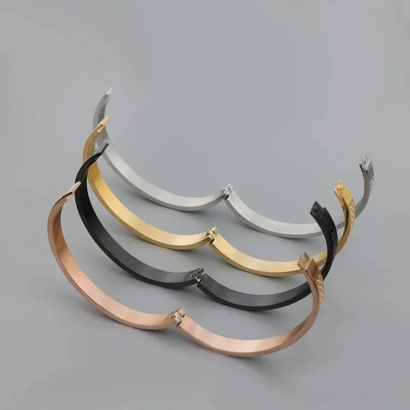 Man And Women's Trendy Bangle Stainless Steel Hand Jewelry Light Luxury Bracelets For Couple And lovers Gift Simple & Elegant