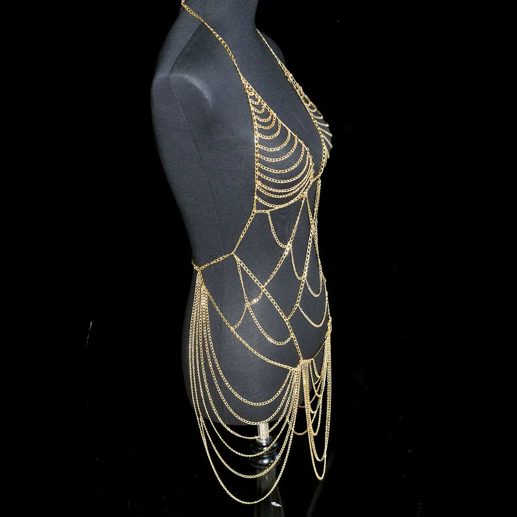 Metallic Body Chain Bra – Party & Nightclub Accessory