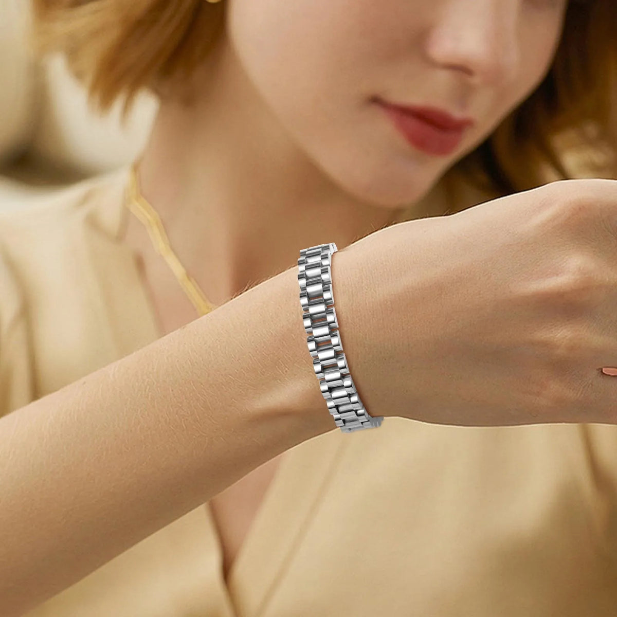 Luxury Presidential Chain Bracelet For Women Men, Stainless Steel Watch Brand Link Fashion Wrist 16cm/18cm/21cm