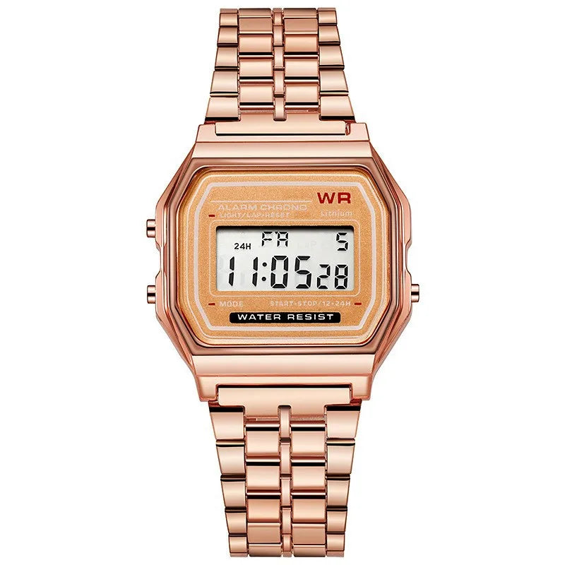 Aurajutt Rose Gold Digital Retro Watch