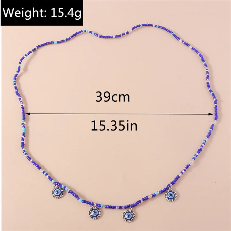 Evil Eye Beaded Waist Chain – Boho Belly Body Jewelry