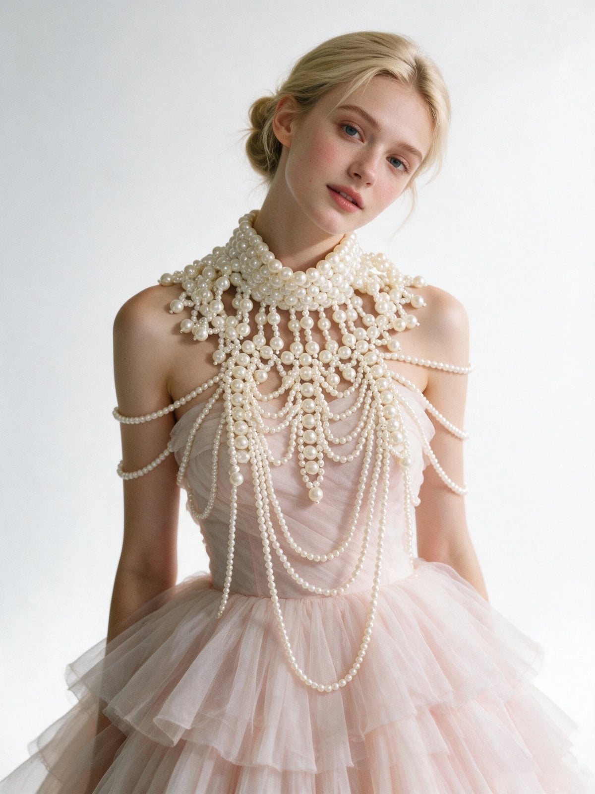 Elegant Multi-Layer Pearl Body Chain & Statement Shoulder Necklace for Weddings, Parties & Photoshoots