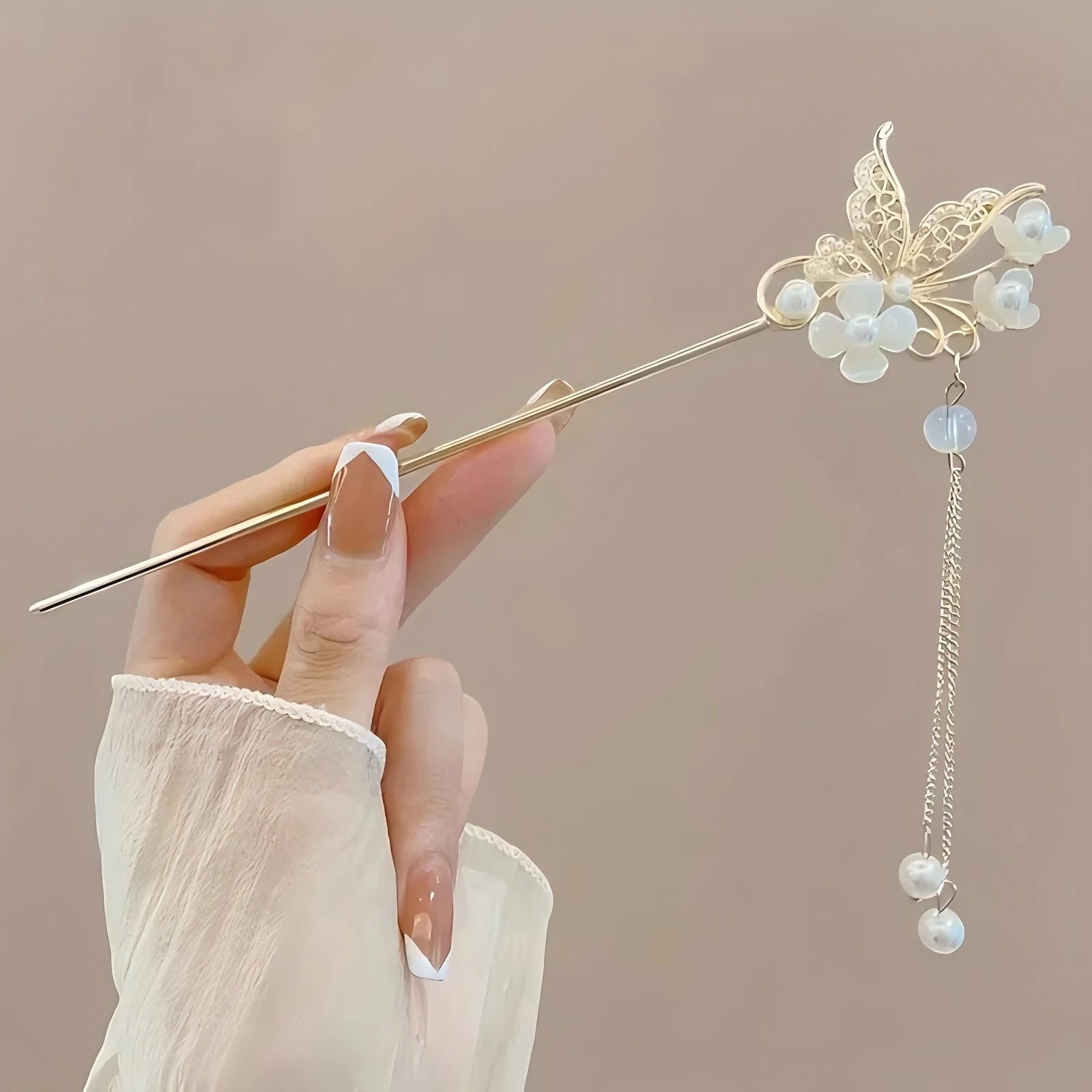 Chinese Style Tassel Hair Stick – Floral Hairpin