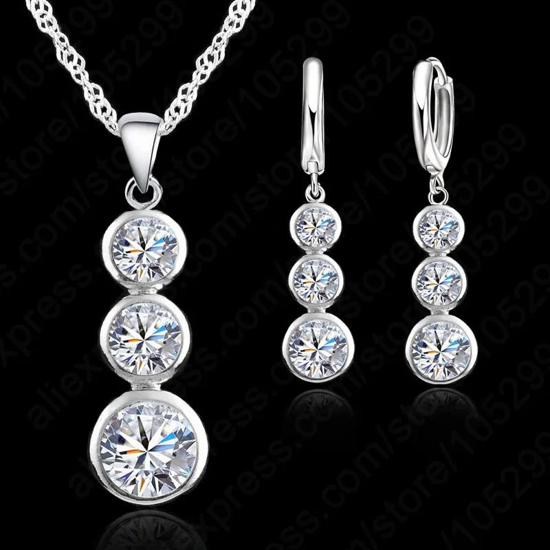 925 Sterling Silver Bridal Jewelry Set – Necklace & Earrings