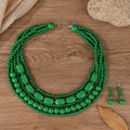 Bohemian Wooden Bead Necklace & Earring Set