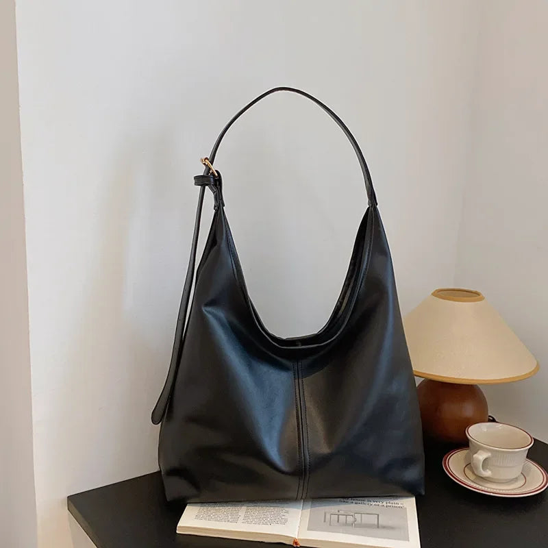 New Retro Tote Bag for Women Large Shoulder Bag Simple Commuter Bag Handmade Tote