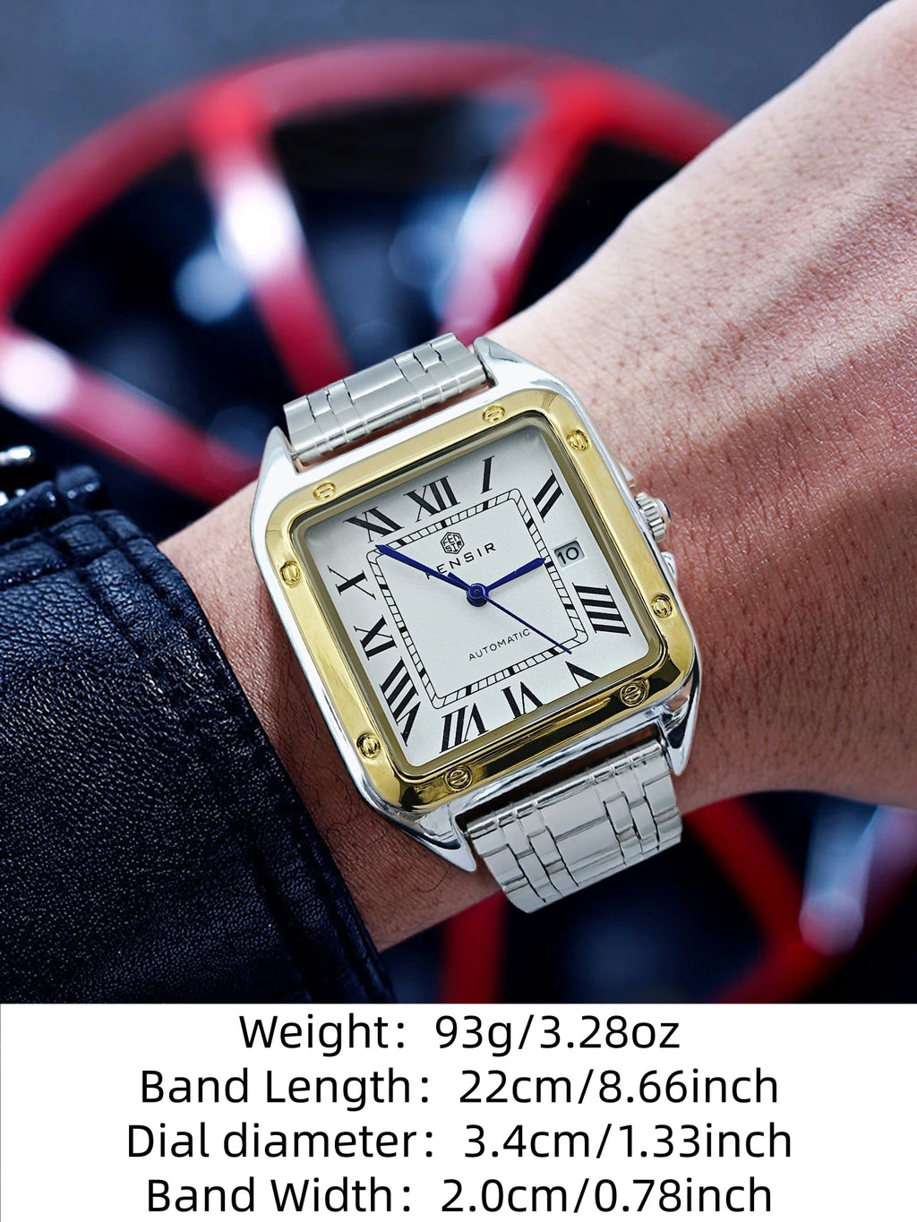 Luxury Business Watch for Men, Calendar Display, Stainless Steel Strap, High-End Luxury Small Square Men's Watch, Fashionable Business Casual Versatile Trendy Men's Wristwatch, the Best Gift for Him