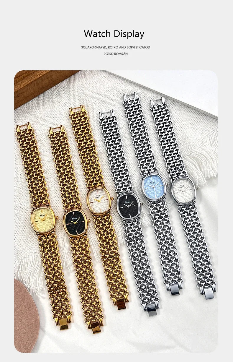 GEDI Brand Watches Light Luxury Bracelets Small Fragrance High-End Feeling Retro Waterproof Ladies Fashion Quartz Wristwatches