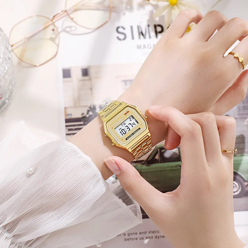 Aurajutt Rose Gold Digital Retro Watch