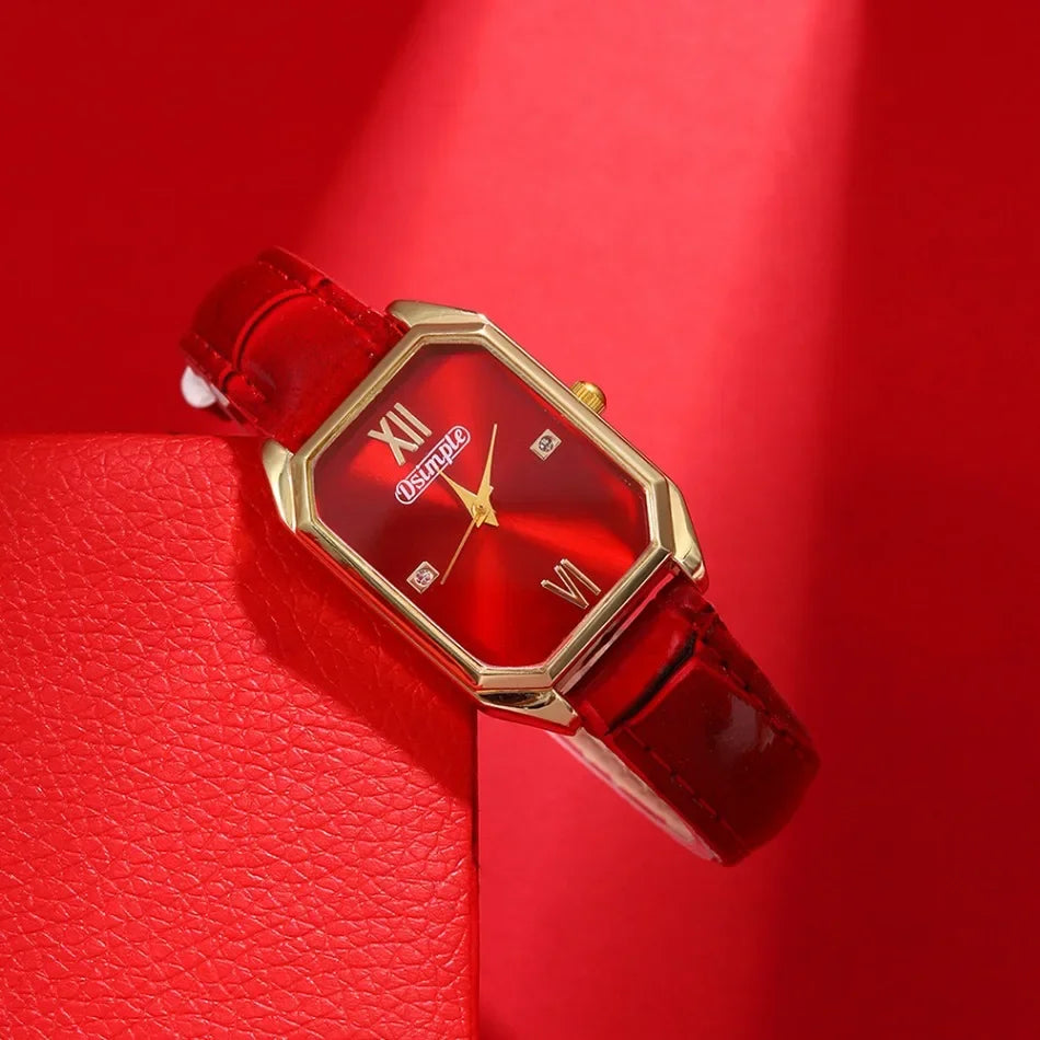 Aurajutt Elegant Square Leather Watch