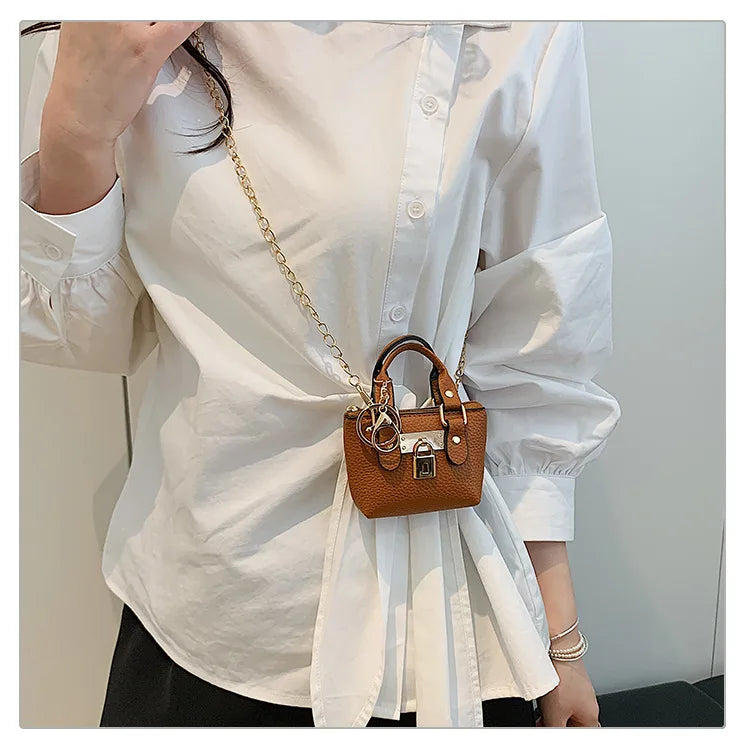 2026 Girls Hand-held Small Square Bag 2025 Summer New Classic Children Carrying One-shoulder Messenger Bag. Wallet Keychain