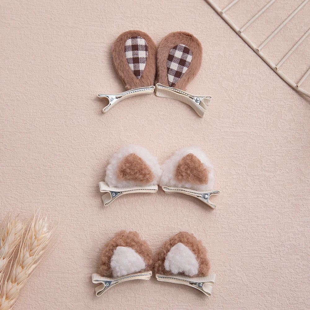 Baby Girl Stereoscopic Cute Animal Bunny Kitten Ears Hair Clip Newborn Babies Fashion Baby Hair Clips for Children Accessories