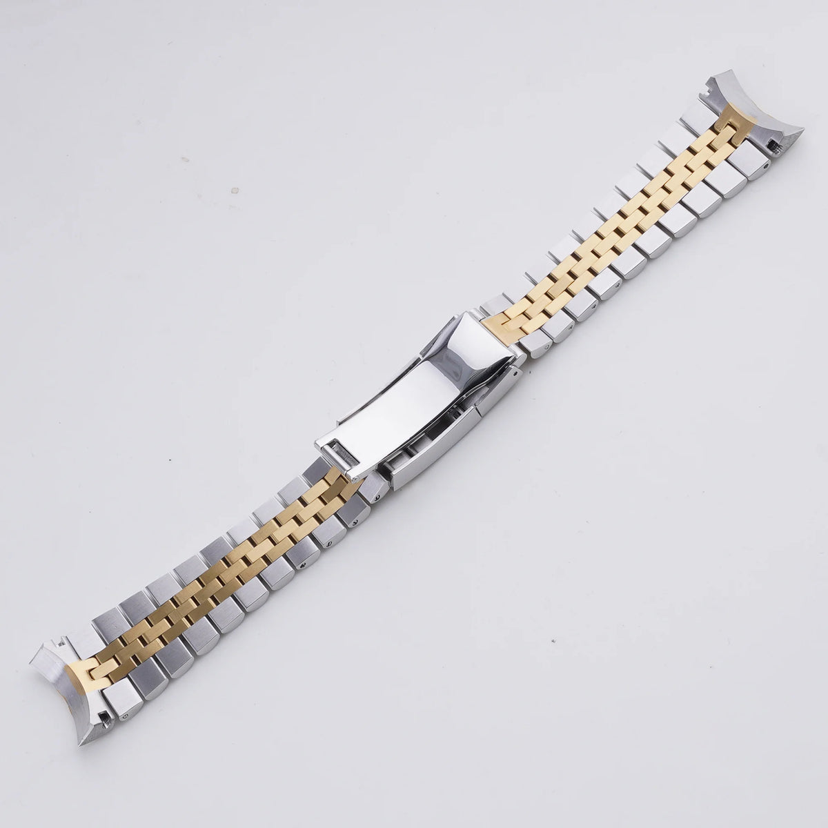 Rolamy 22mm Solid CurvedEnd Middle gold Stainless Steel Jubilee WatchBand Strap Luxury Bracelets For Casio MDV-106B MDV106G