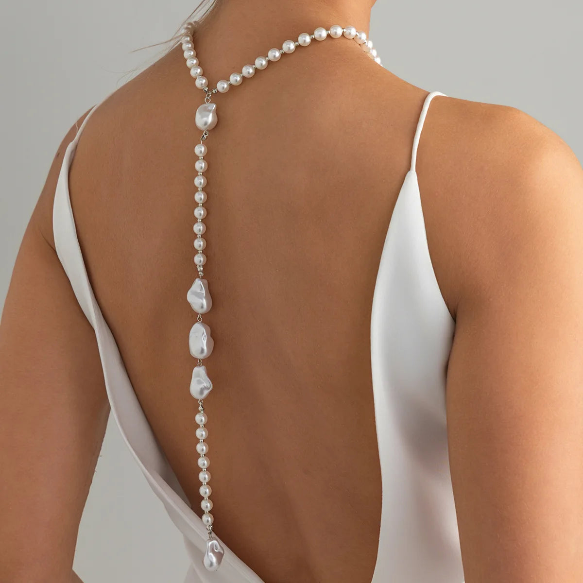 Elegant Pearl Backdrop Body Chain French Style Necklace