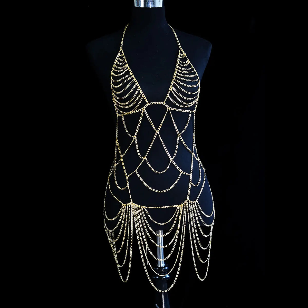 Metallic Body Chain Bra – Party & Nightclub Accessory