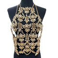 Champagne Gold Rhinestone Body Chain Top