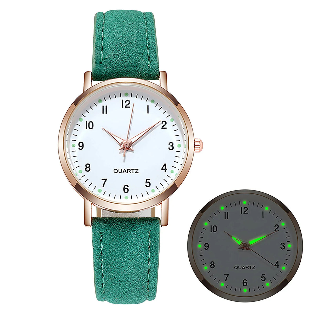 Aurajutt Diamond Luminous Leather Watch