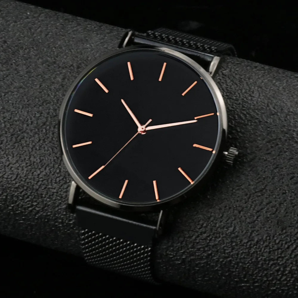 Aurajutt Rose Gold Steel Bracelet Watch