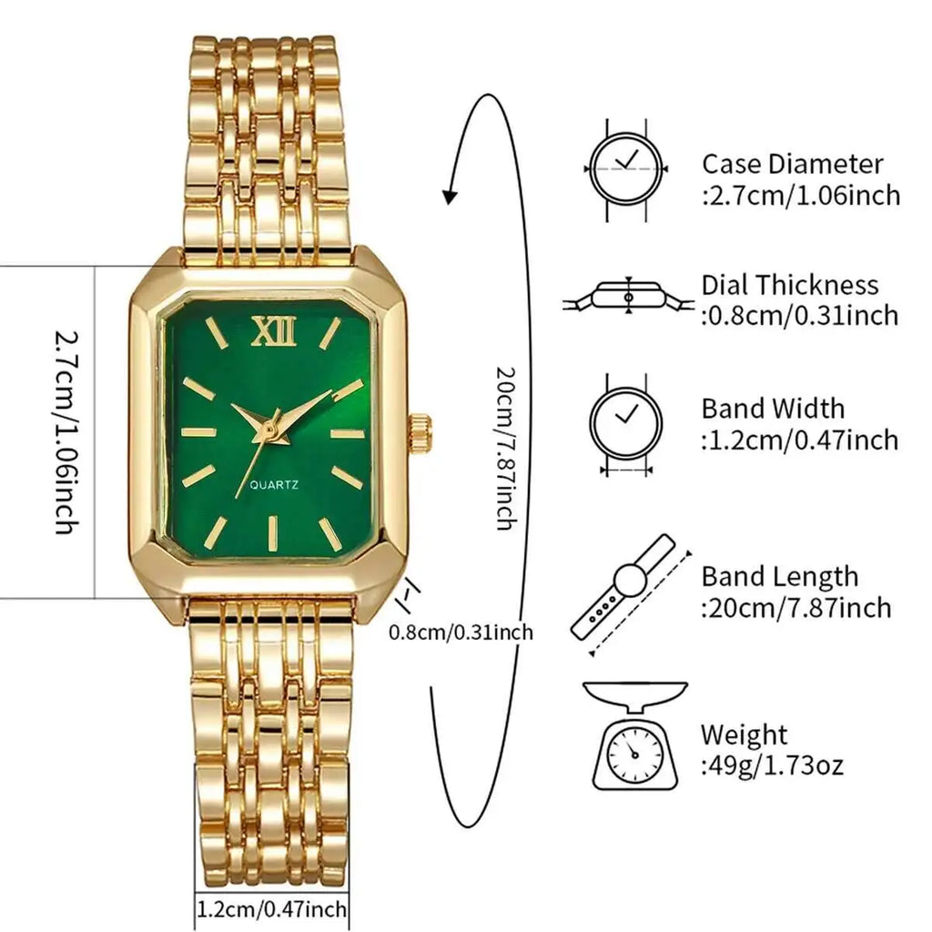 Aurajutt Rectangle Quartz Watch – Women's Elegant Alloy
