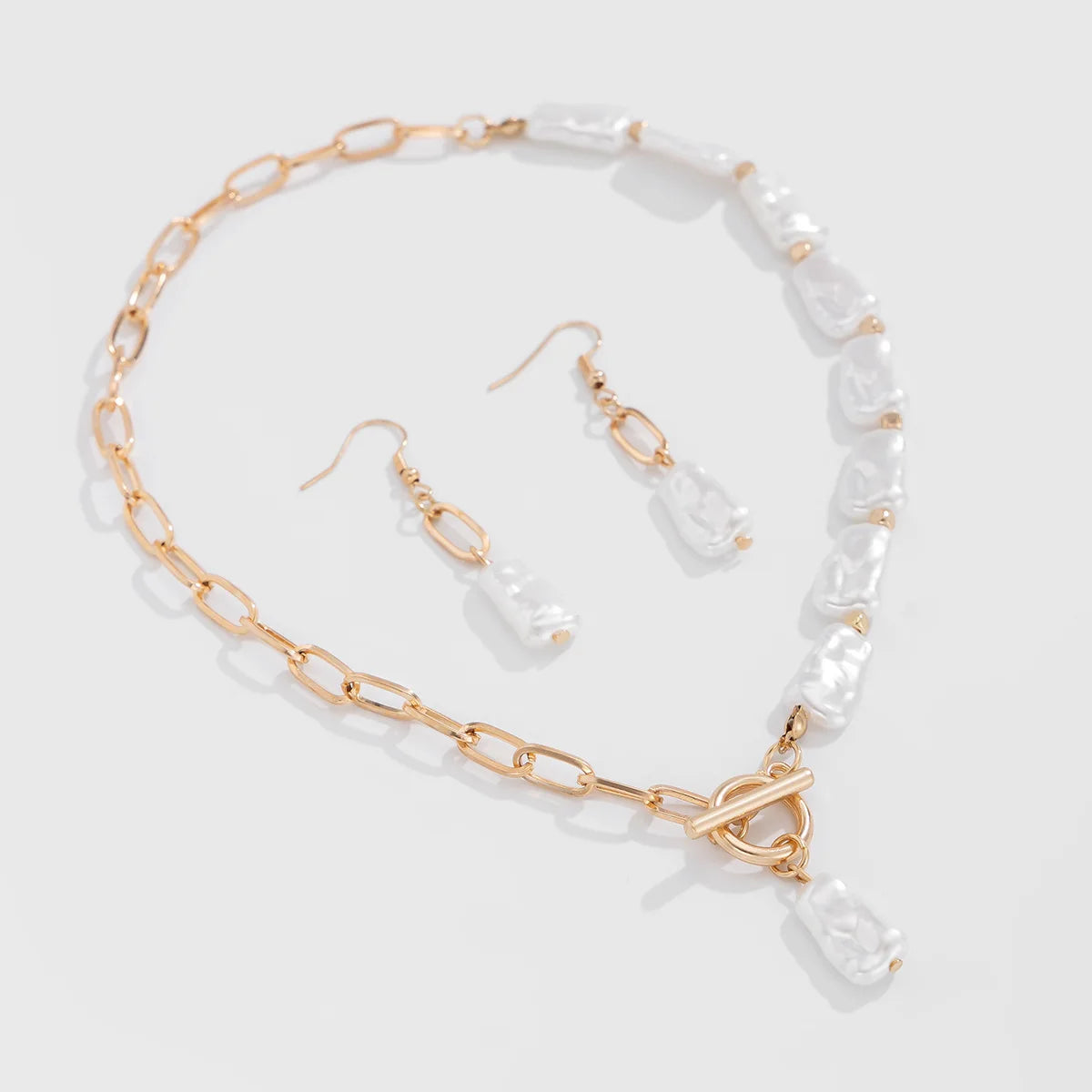 Boho Pearl Pendant Jewelry Set – Necklace, Earrings & Bracelet