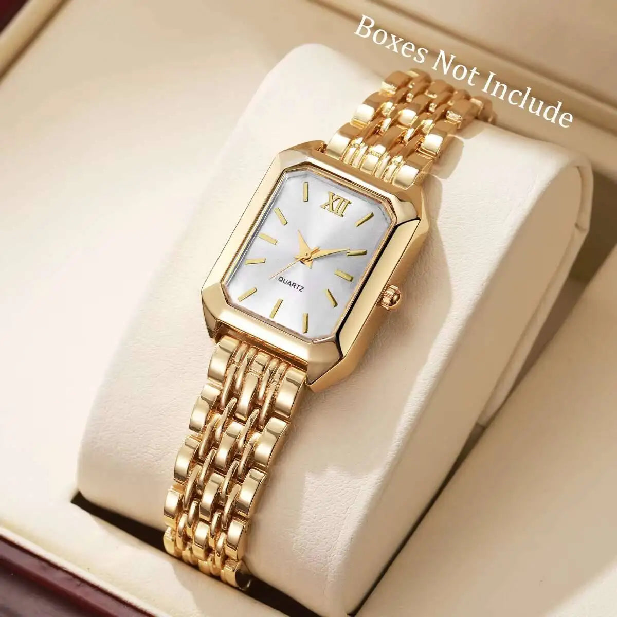 Aurajutt Rectangle Quartz Watch – Women's Elegant Alloy