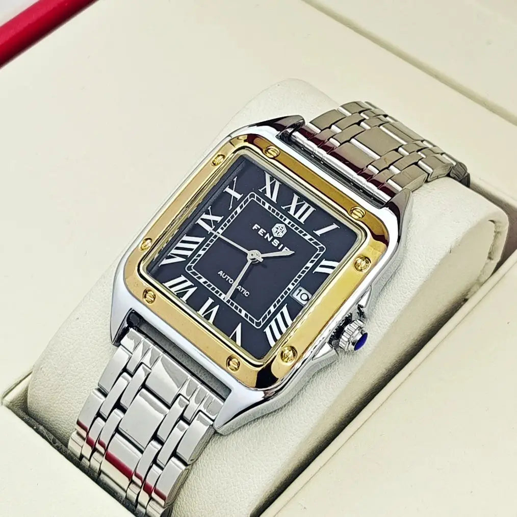 Luxury Business Watch for Men, Calendar Display, Stainless Steel Strap, High-End Luxury Small Square Men's Watch, Fashionable Business Casual Versatile Trendy Men's Wristwatch, the Best Gift for Him