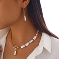 Boho Pearl Pendant Jewelry Set – Necklace, Earrings & Bracelet