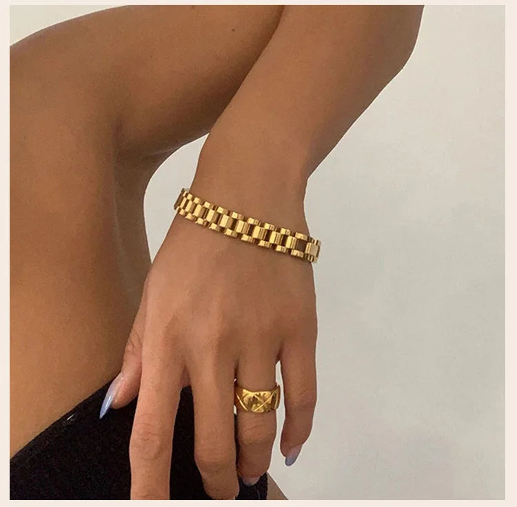 Luxury Presidential Chain Bracelet For Women Men, Stainless Steel Watch Brand Link Fashion Wrist 16cm/18cm/21cm