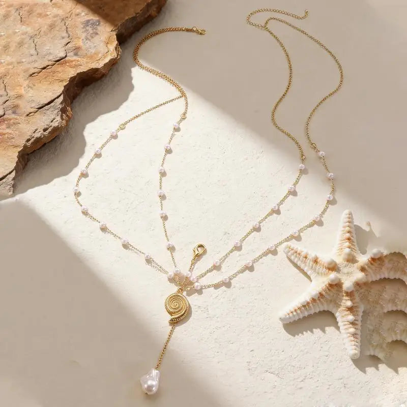 Boho Layered Pearl Waist Chain – Gold Body Jewelry